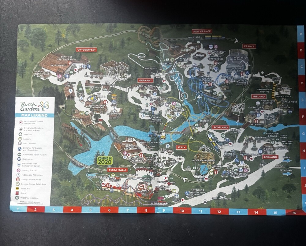 Busch Gardens Williamsburg Amusement Park Map